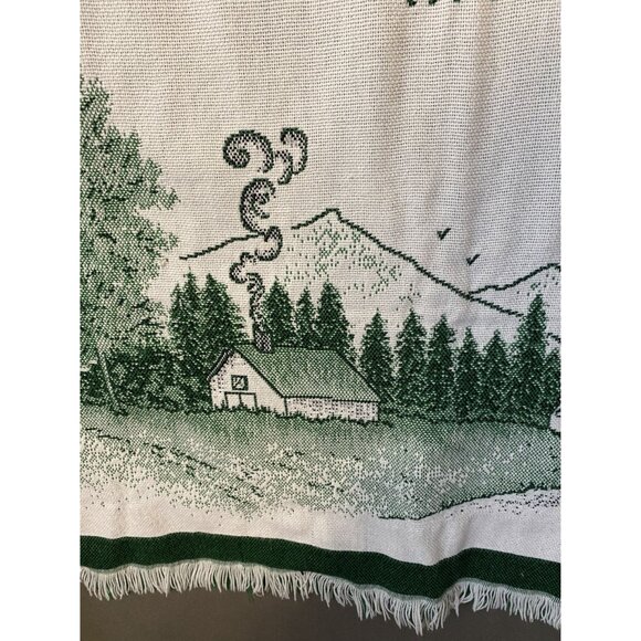 Old Irish Blessing Tapestry Throw Blanket 40"x60"  Green & White  Fringed Edges - Picture 3 of 6